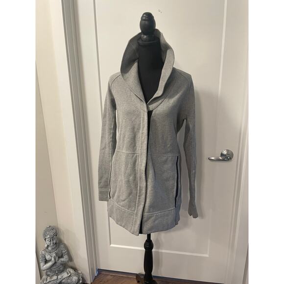 Lululemon women's snap on hooded jacket Yin To Mu Yang size 6 gray and black - Picture 1 of 15